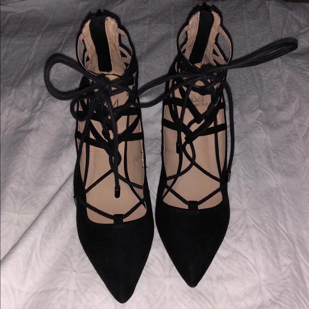 NEW Black Wrap Up Heels!!